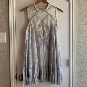Free People One Sleeveless Lacey Knee-Length Mini Dress- Lilac